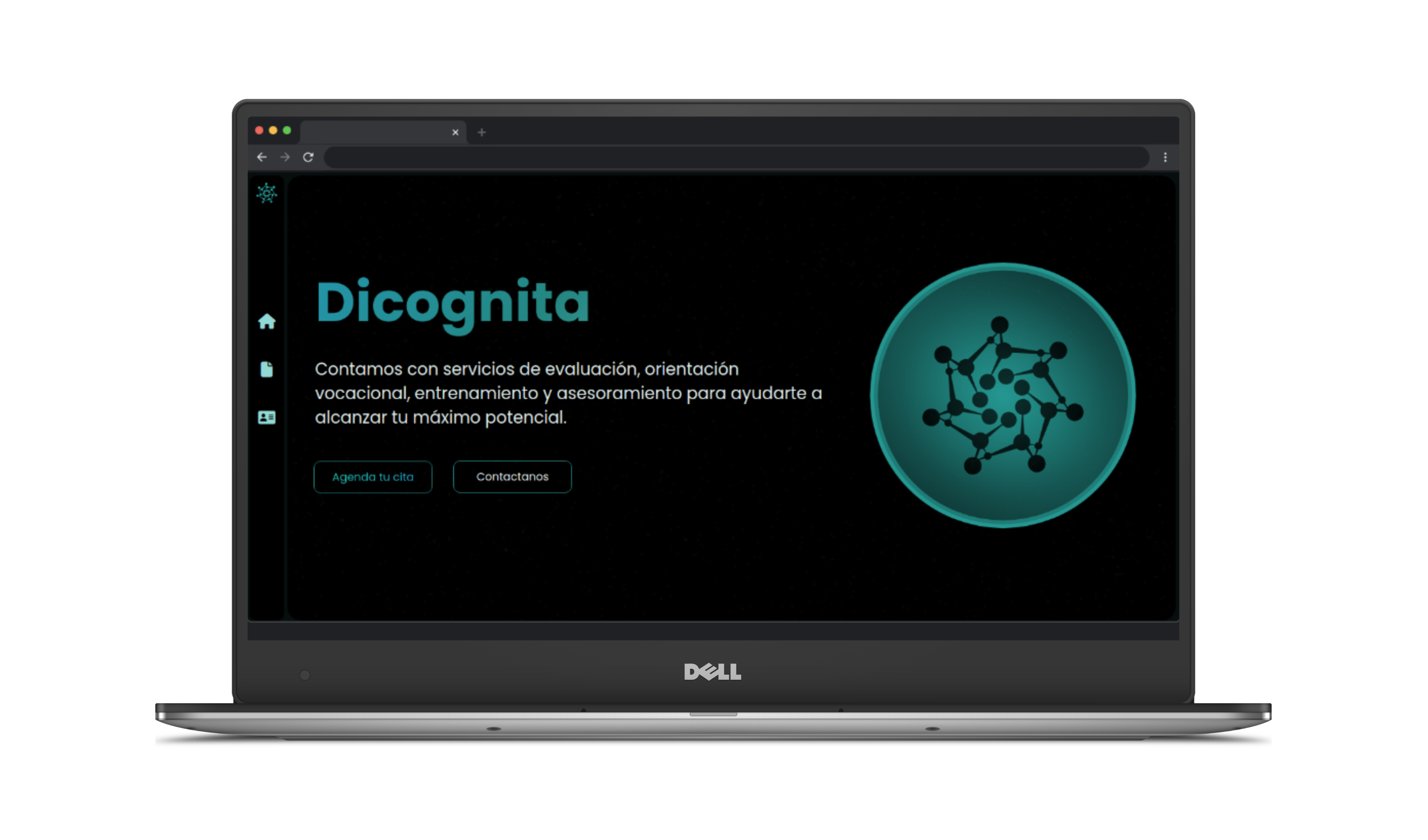 Pagina web hecha por Devpsyco en laptop